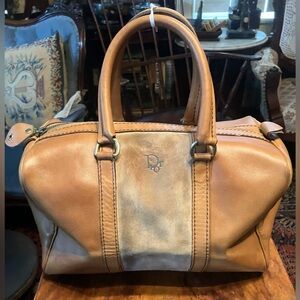 Authentic Dior Tan Leather/suede Boston bag